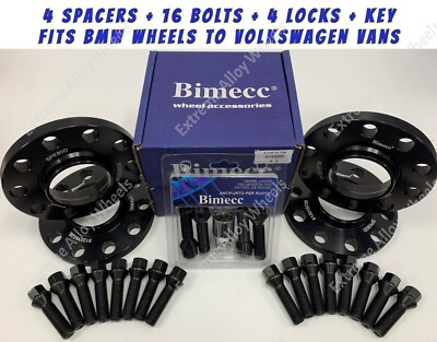 Bimecc Alloy Wheel Spacers 10mm For Bmw Wheels to Vw T5 T6 T28 + Bolts + Locks