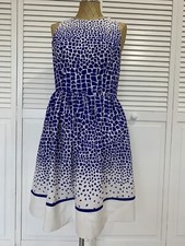 Eliza J Fit & Flare Dress Size 4 White and blue￼ Sleeveless￼