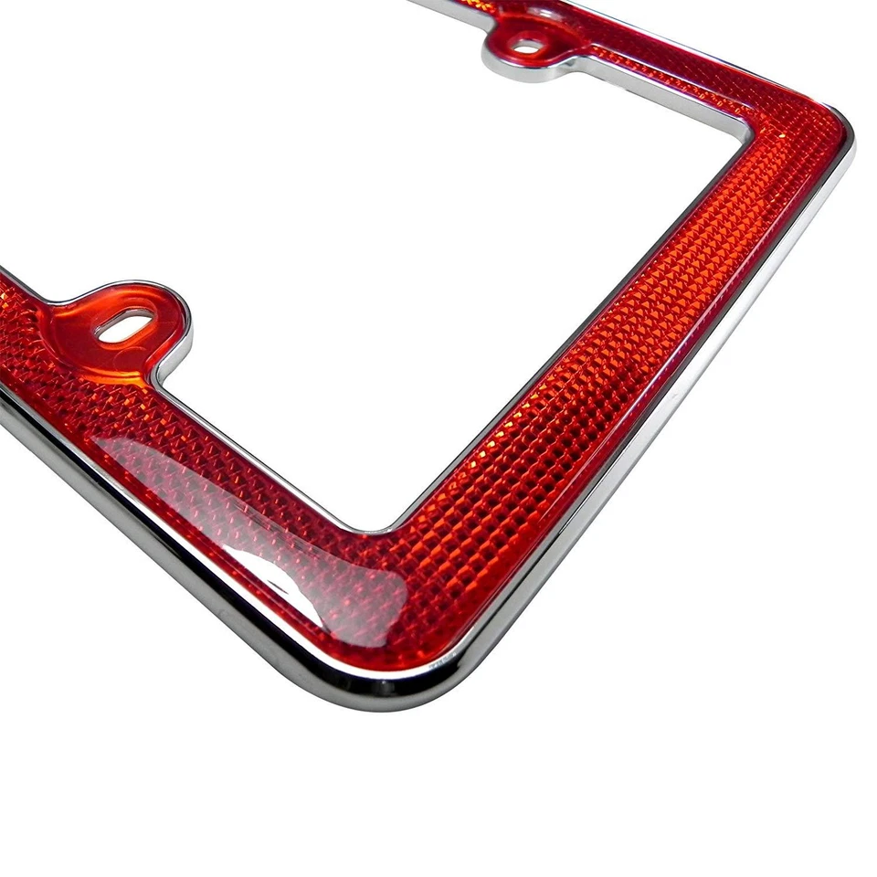 Remolque de remolque para autocaravana barco con marco de matrícula de metal cromado reflectante de plástico rojo Foto 2 de 4