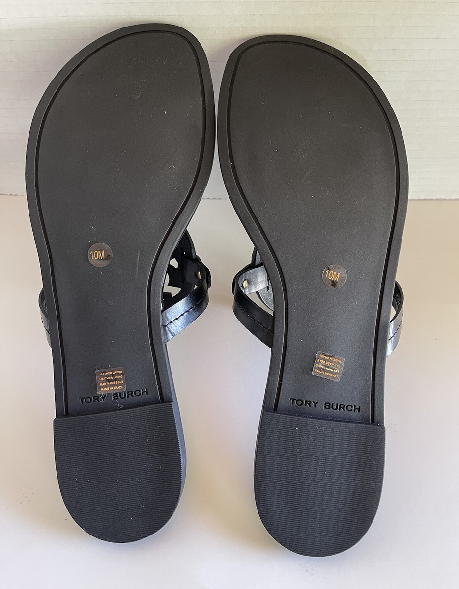 最終値下げ。未使用TORY BURCH革製ミュール10サイズ 約6万の品 NWOT TORY BURCH MILLER SANDAL FLIP FLOP BLACK LEATHER SIZE