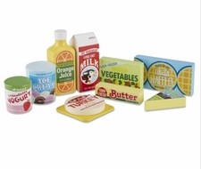 MELISSA AND DOUG WOODEN FRIDGE FOOD, 9 PIECE SET, SEALED, NEW