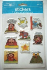  Vintage 1982 Puffy Stickers sheet unopen Love is good Enjoy thyself