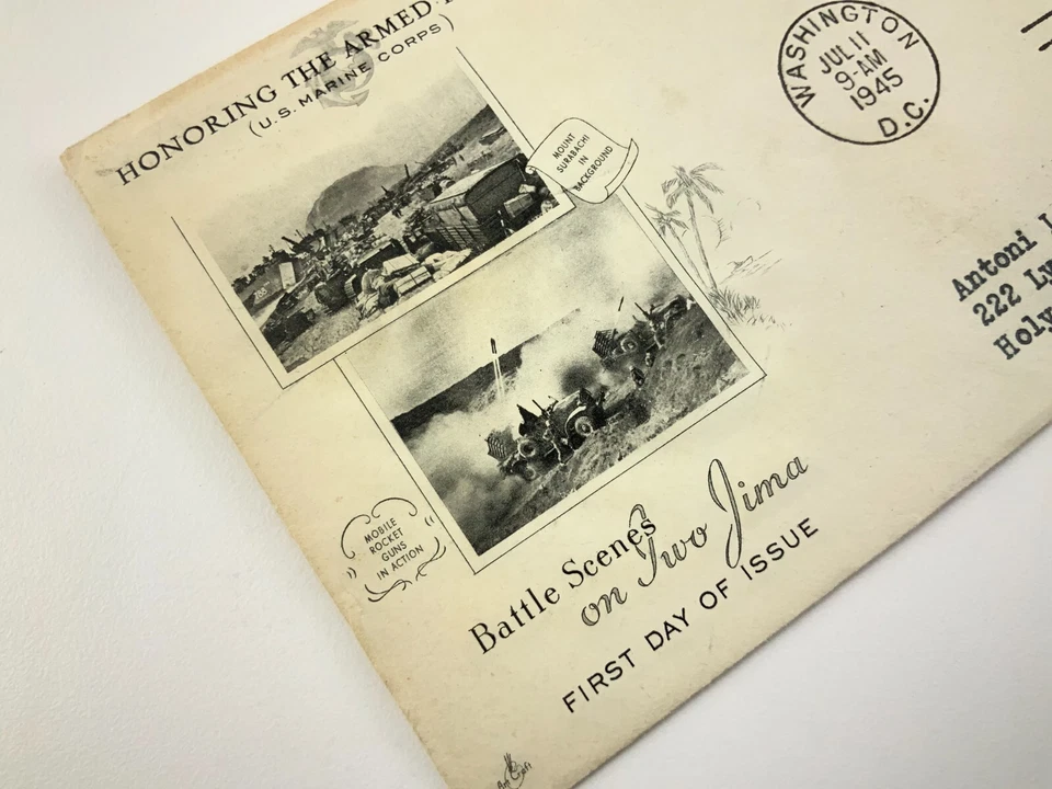 Armed Forces US Marine Corps Two Jima 1945 WWII FDC Cover Washington HH346 - Image 4 of 4