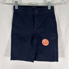 Place Shorts Boys 6 Navy Blue Slim Stretch Fabric Cotton Blend Button Zip 60