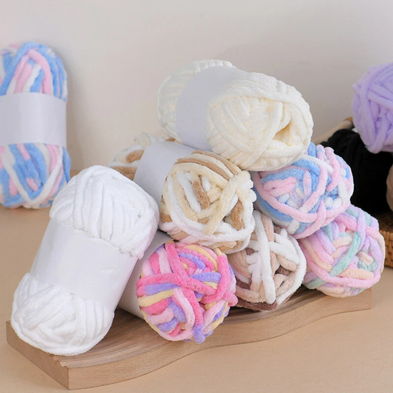50g Thick Chenille Chunky Yarn Super Bulky Knitting Throw Soft Blanket Roll