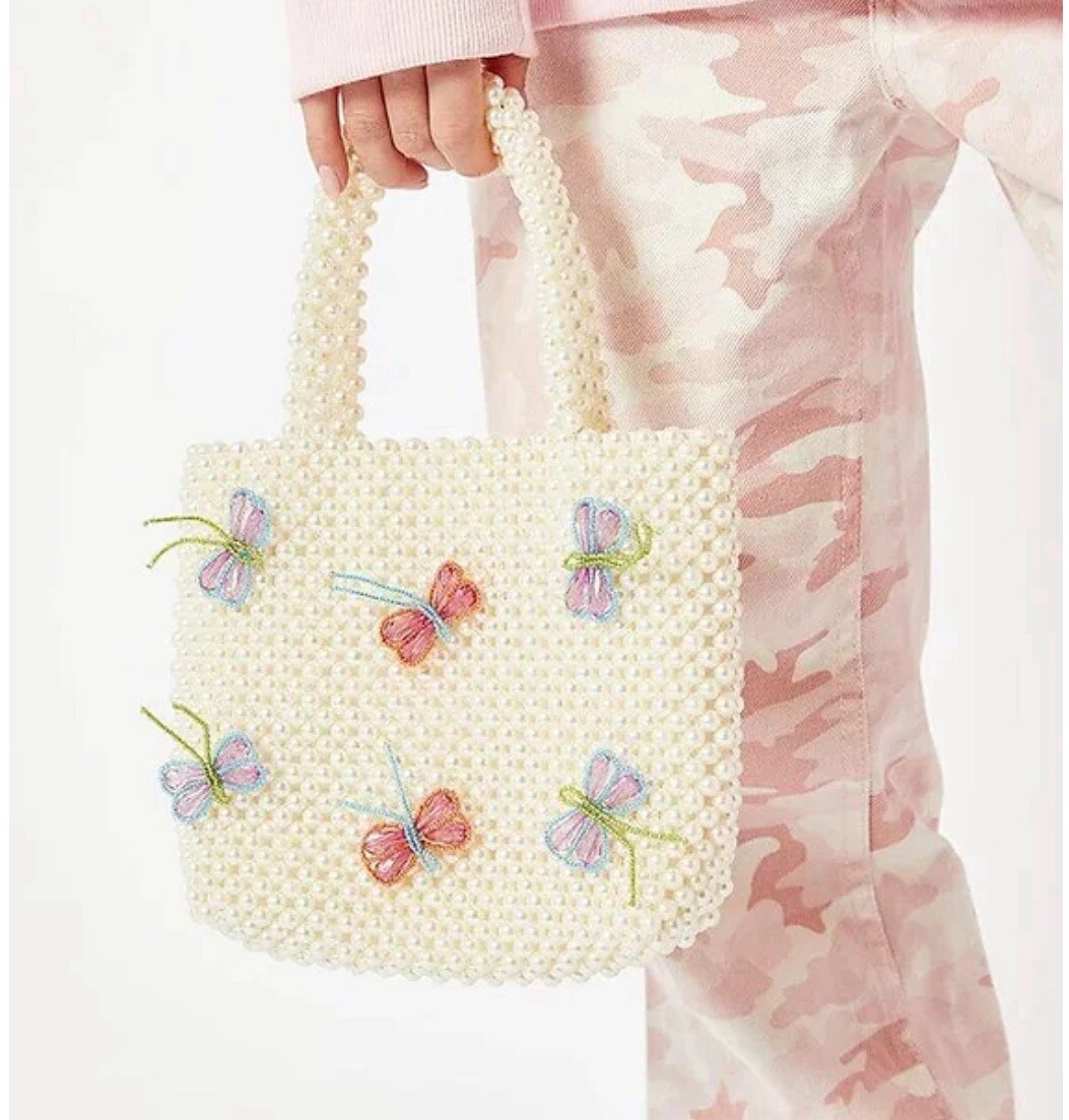 Faux Pearl Beaded Bag Skinny Dip Pearl Bag Pearl White Acrylic