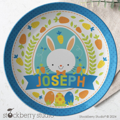 Easter Bunny Plate Personalized Name Gift Kids Girl Boy Keepsake Custom Monogram