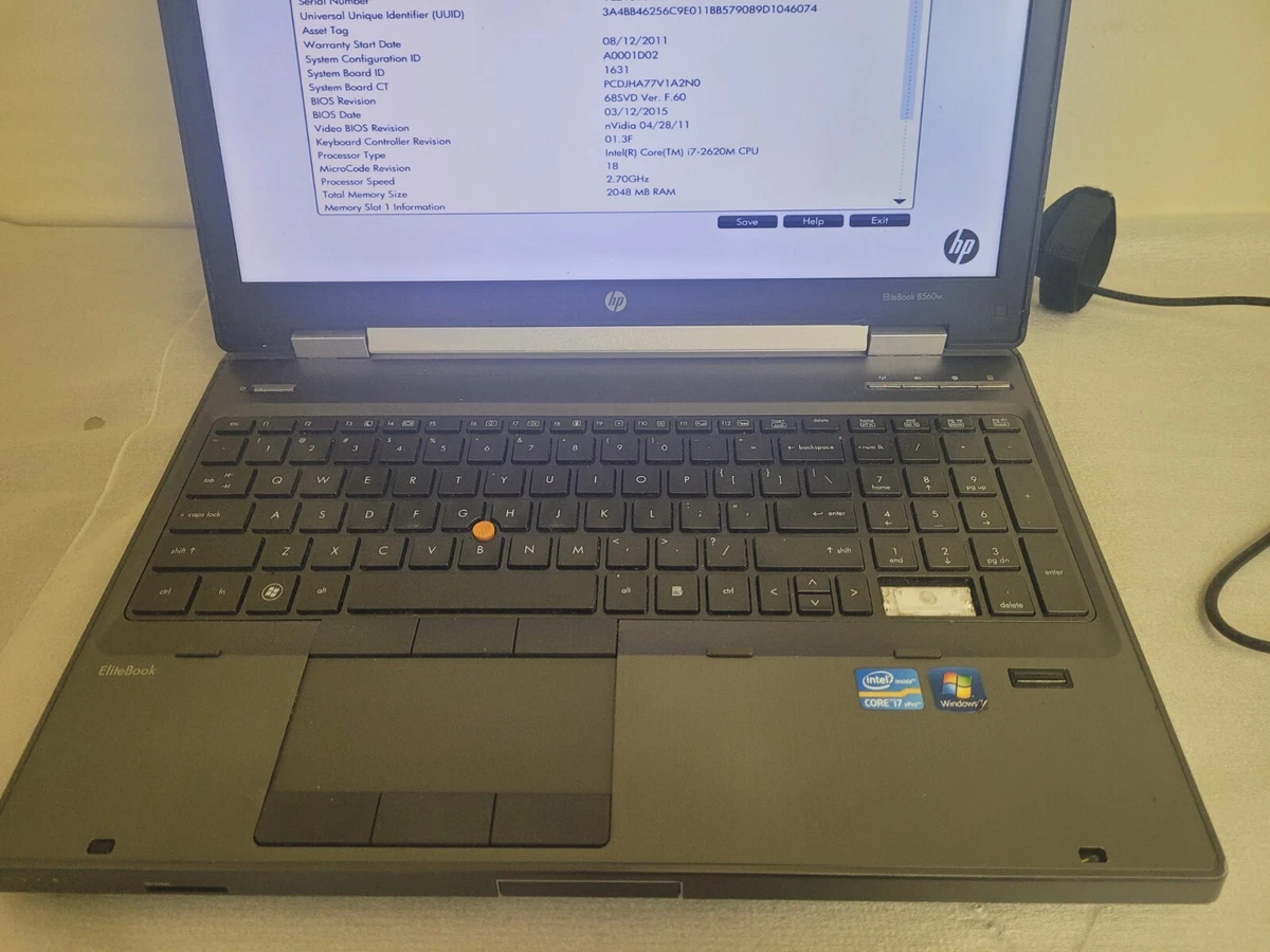 HP Elitebook 8560w Intel Core i7 2620m 2 7 ghz Einige Teile fehlen
