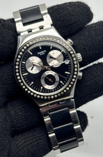 Reloj de pulsera vintage Swatch Irony V8 cronógrafo cara de panda hecho en Suiza para hombre