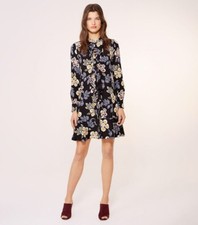 Tory Burch Jane Ruffled Dress Hopewell Black Floral Silk 2017 S Size 4