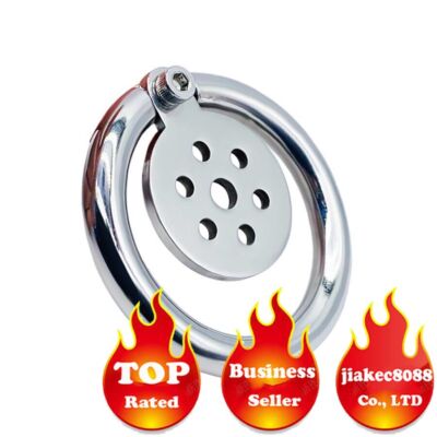 Male Stainless Steel Chastity Device Flat Cage Men 40mm Ring Men Metal Lock Belt