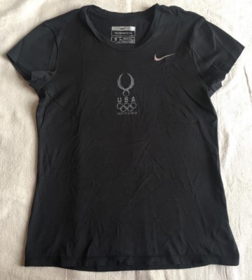Nike Beijing Olympics 2008 T Shirt Women's Size S Black Fit Dry Team USA 