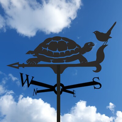 Turtle Weathervane   Handmade Metal Wind Direction Indicator for Roof and Garden
