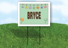 BRYCE WELCOME BABY GREEN 18 in x 24 in Yard Sign Road Sign with Stand