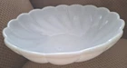 Vtg 9"Round Milk Glass Serving Bowl Scalloped Rim Swirl Design Decorative Bottom