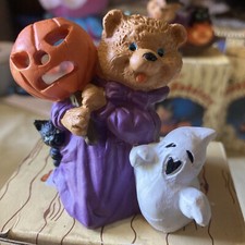 Russ Halloween Haunted Bear With Ghost An Pumpkin New In Box
