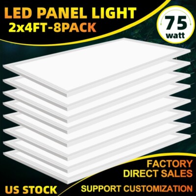 2X4FT LED Flat Panel Light 7800LM 8X75W 5000K Drop Ceiling Ceiling Office Lights
