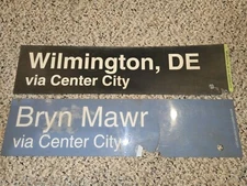 2 Vintage 80s/90s Train Signs,Wilmington,Claymont,Delaware,Bryn Mawr,Paoli,Penna