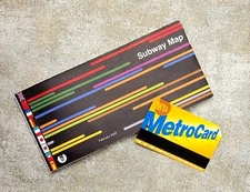 NYC MTA Travel Subway Train Map + Free Bonus Expired MetroCard