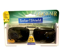 Solar Shield Polarized Clip On 54 rec F Diamond Black Frameless Sunglasses