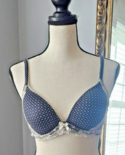 Victoria's Secret Body Victoria Wireless Black Polka Dot Lace Bra 32C Preowned