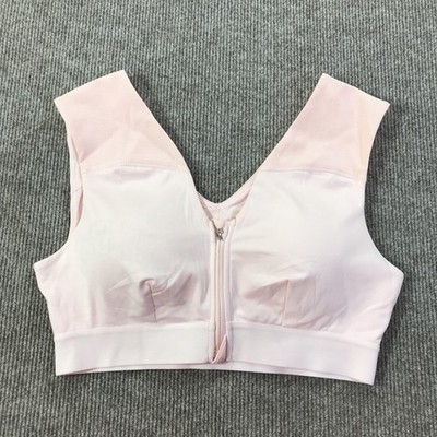 Tommie Copper Sports Bra Womens Large Pink Zip Front Compression Support Mesh