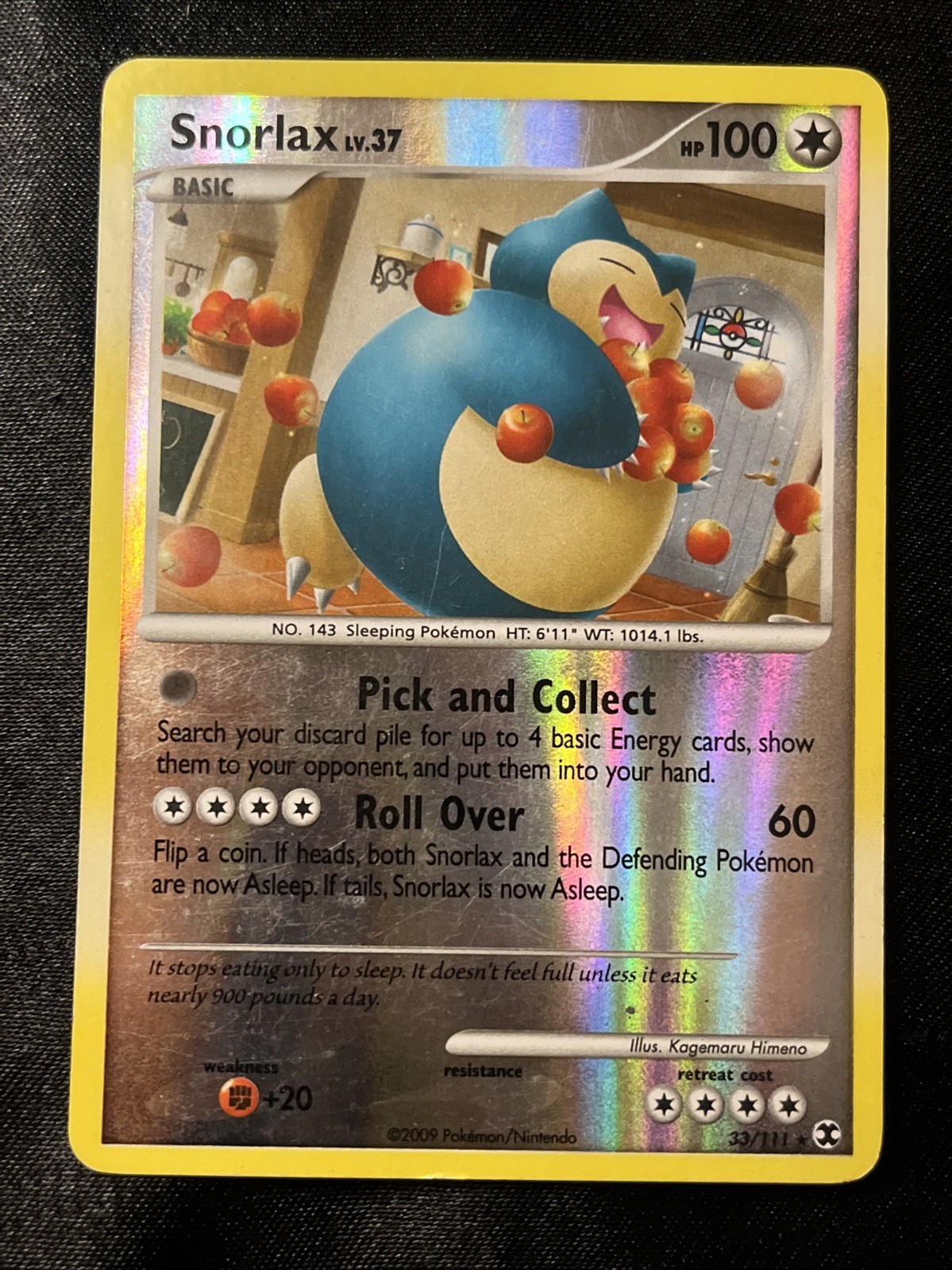 Pokemon - Snorlax 33/111 - Platinum Rising Rivals - Reverse HOLO RARE - 2009 LP