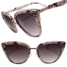 Classic Marble Print Gorgeous Elegant Exotic Luxury Womens Cat Eye Sunglasses