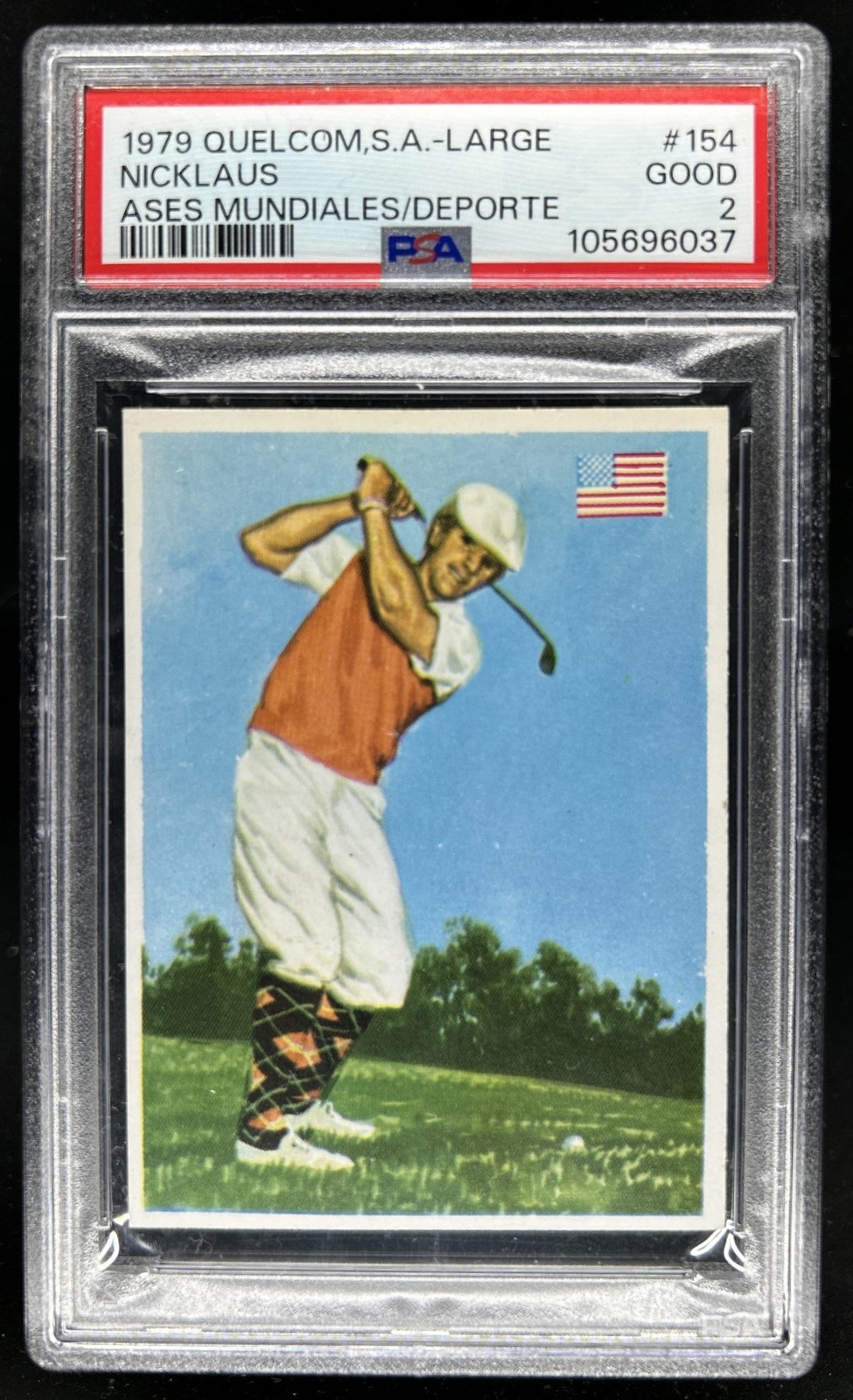 1979 Quelcom S.A. Large Jack Nicklaus Ases Mundiales Del Deporte #154 PSA 2