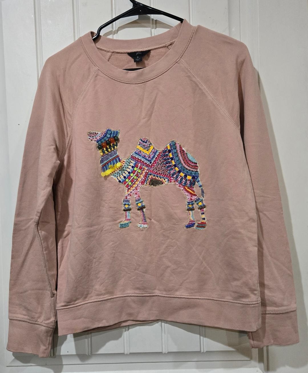 J.Crew Women's Light Brown Beaded Embellished  Camel Sweatshirt Size SMALL
