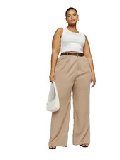 Reformation Mason Wide Leg Women Pants Size 22 Khaki 100% Linen