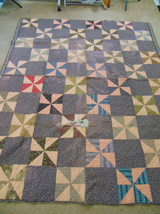 Victorian Quilt- WINDMILL Pattern -68"x78" -Lots of Brown Calico- CUTTER