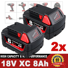 2 PACK 8.0 AH For Milwaukee for M18 Lithium Extended Capacity 48-11-1860 Battery