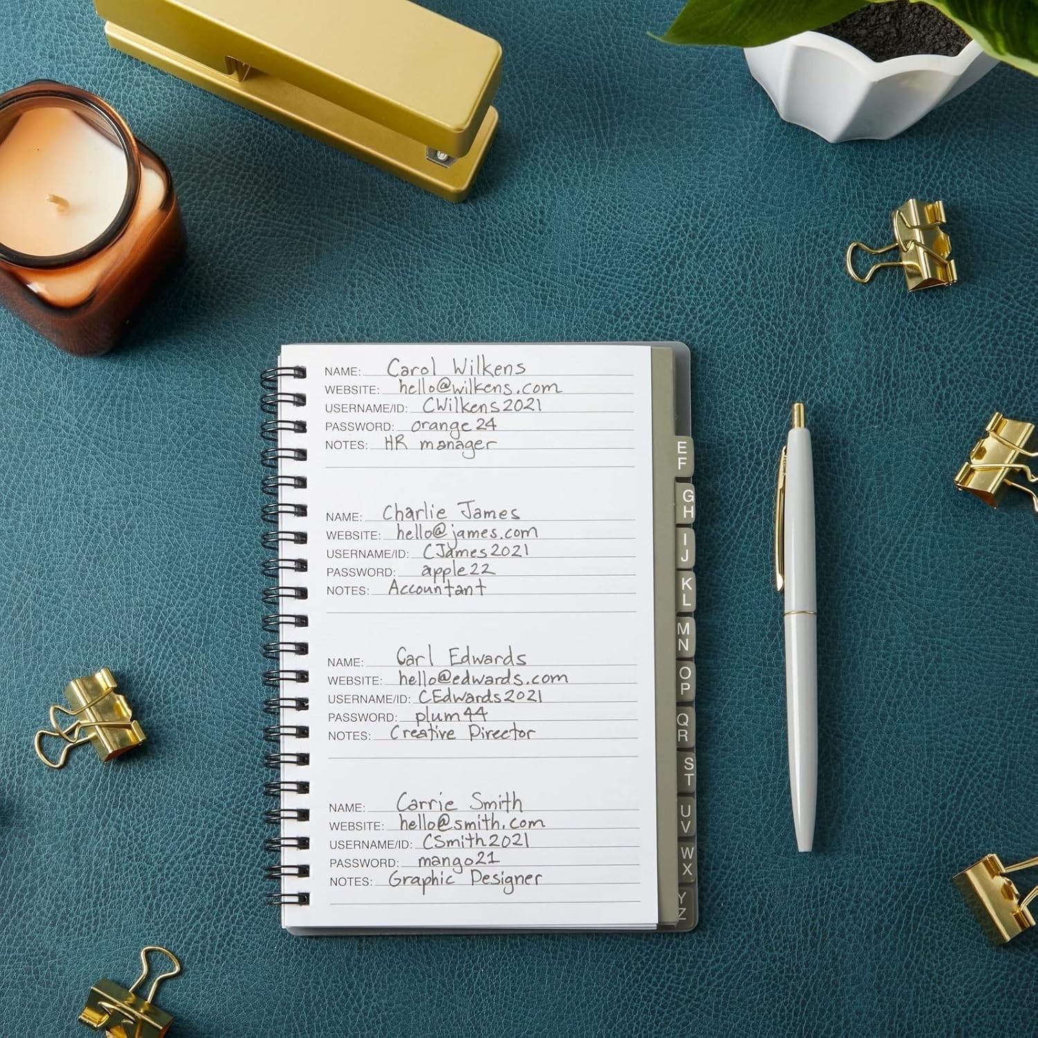 Durable Password Book with Ruled Pages - 2-Pack, Great for Notes & Security