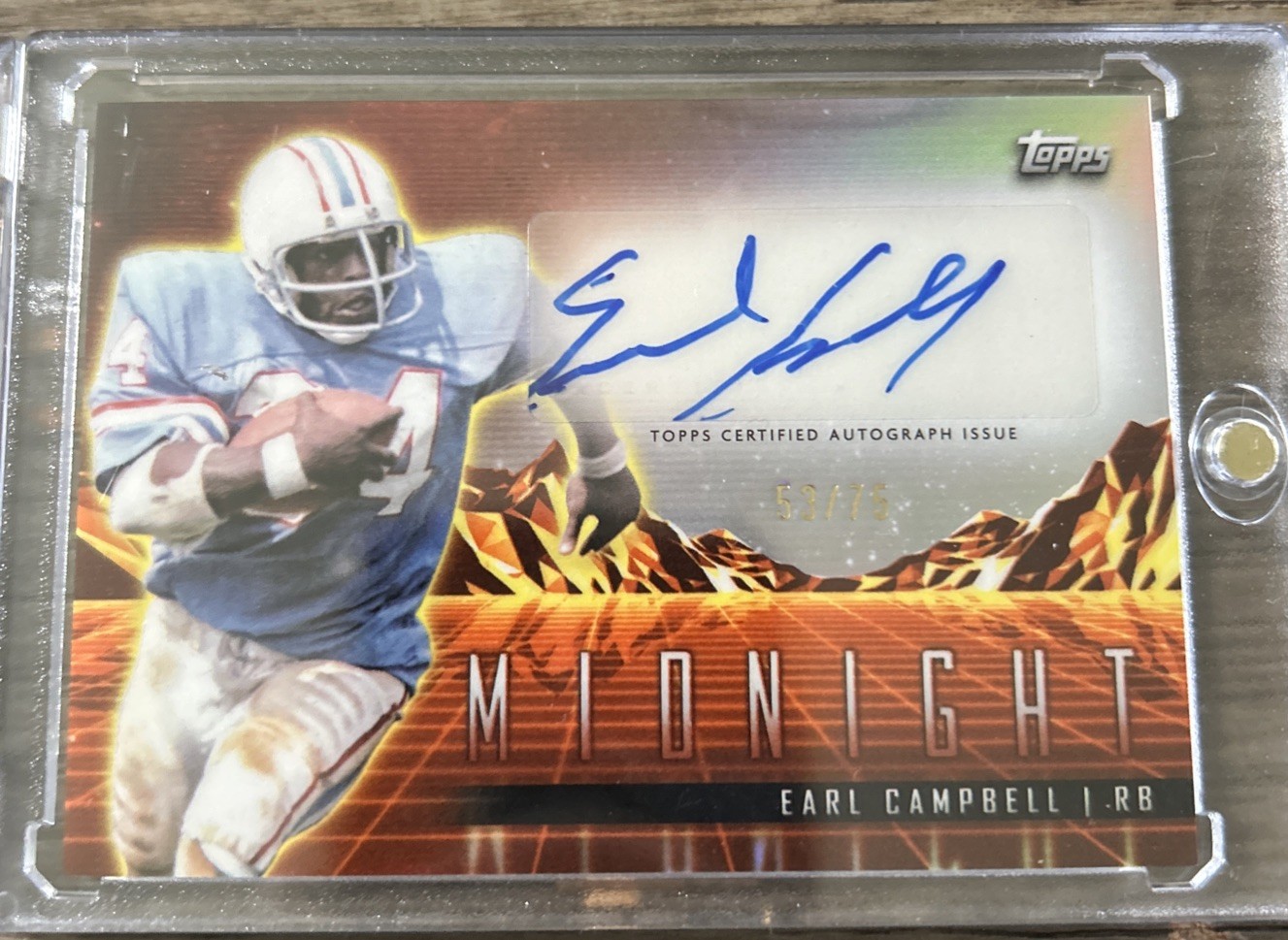 💥53 /  75💥2024 Topps Midnight Earl Campbell AUTO Horizon Signature Oilers