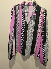 Shein Multicolor Polka Dot Womens Blouse Sixe XL