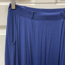 Women's Ultra Wide Leg Pants Small Navy High Rise Pleated Pull On Palazzo