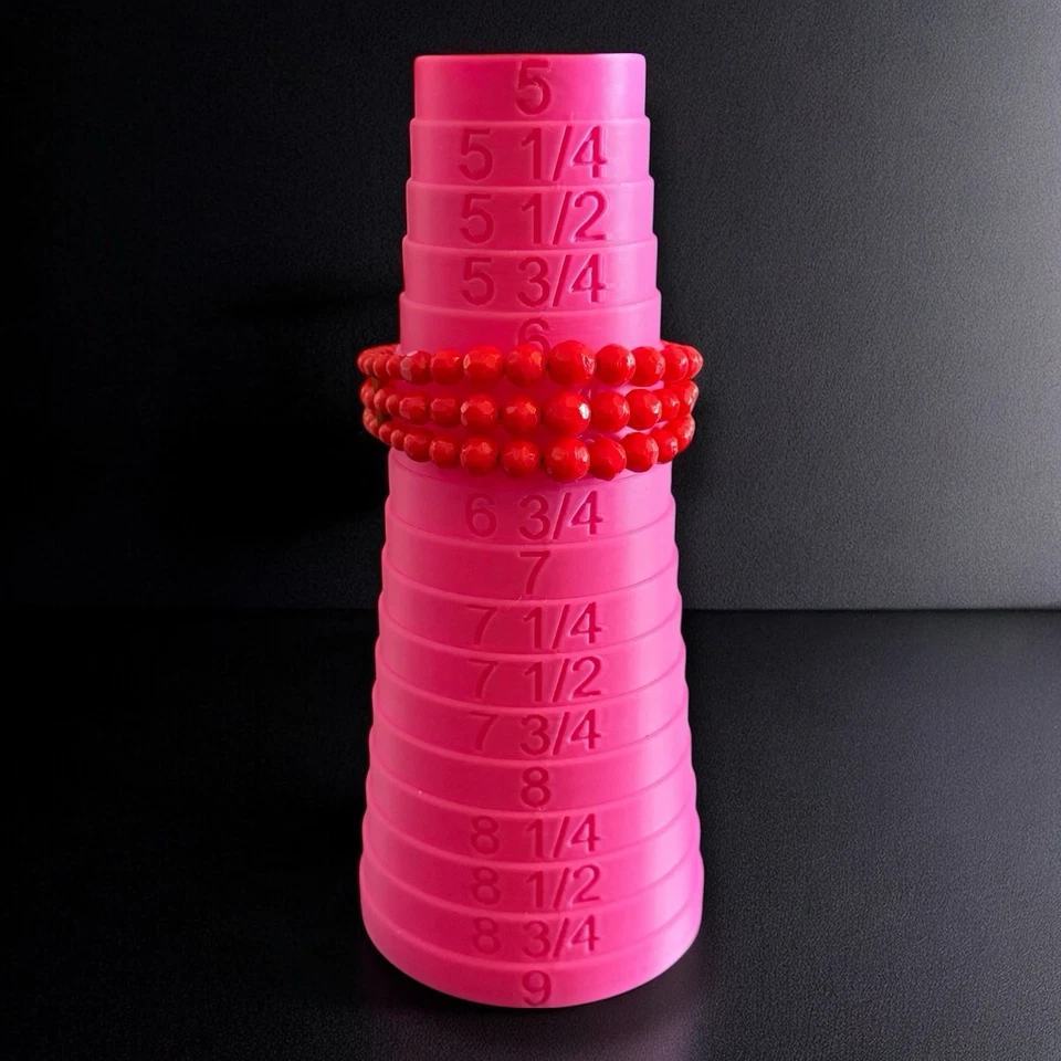 Pulsera roja checa con cuentas de vidrio facetada opaca ajustable brazalete envolvente de alambre vintage Foto 3 de 4