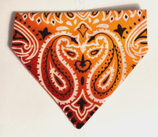Over Collar Slide On Dog Cat Bandana Scarf ORANGE BANDANA SMALL/ MED