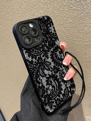 Minimalistische schwarze stoßfeste Spitze Hülle für iPhone Galaxy Xiaomi Redmi Handys