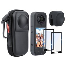 Carrying Case Bag for Insta360 X5 Silicone Lens Cap 2-Pack Screen Protector w...