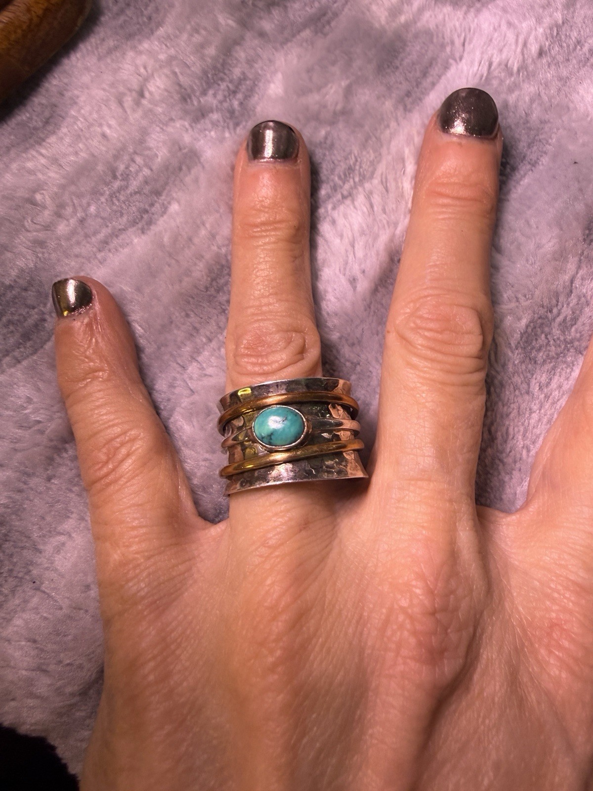 Solid 925Sterling Silver Natural Turquoise Gemsto… - image 3