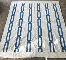 Beautiful Early Vintage Handmade Blue White Quilt