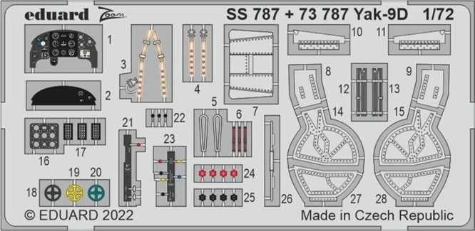 Eduard Accessories SS787 - 1:72 Yak-9D For Zvezda - New