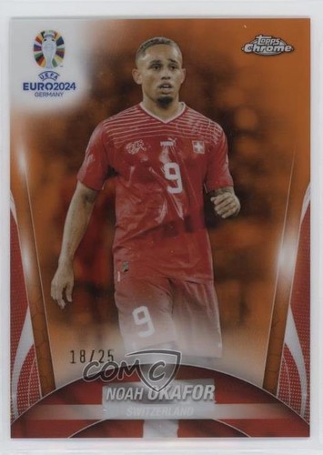 Noah Okafor [Orange Refractor] #13 2024 Topps Chrome UEFA Euro card