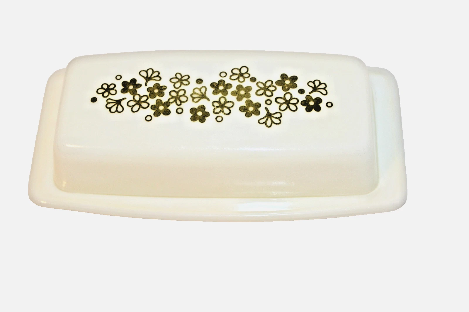 Vintage Spring Green Blossom/Crazy Daisy Pyrex Butter Dish and Cover/USA