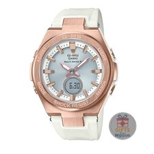 Image of Casio Baby-G G-MS Women's Solar Radio-Controlled Watch White Pink Gold MSG-W200
