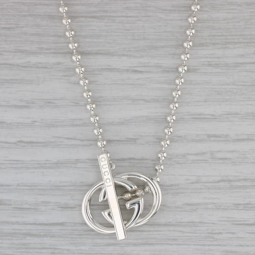 Collana Toggle Con Logo Gucci In Argento Sterling Con Catena A Perline 15"
