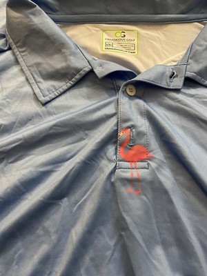 Obnoxious Golf The OG OG-3 Men's 4XL Blue Short Sleeve Flamingo Logo Polo