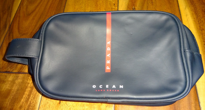 Prada Luna Rossa Ocean Men Charcoal Black Faux Leather Travel